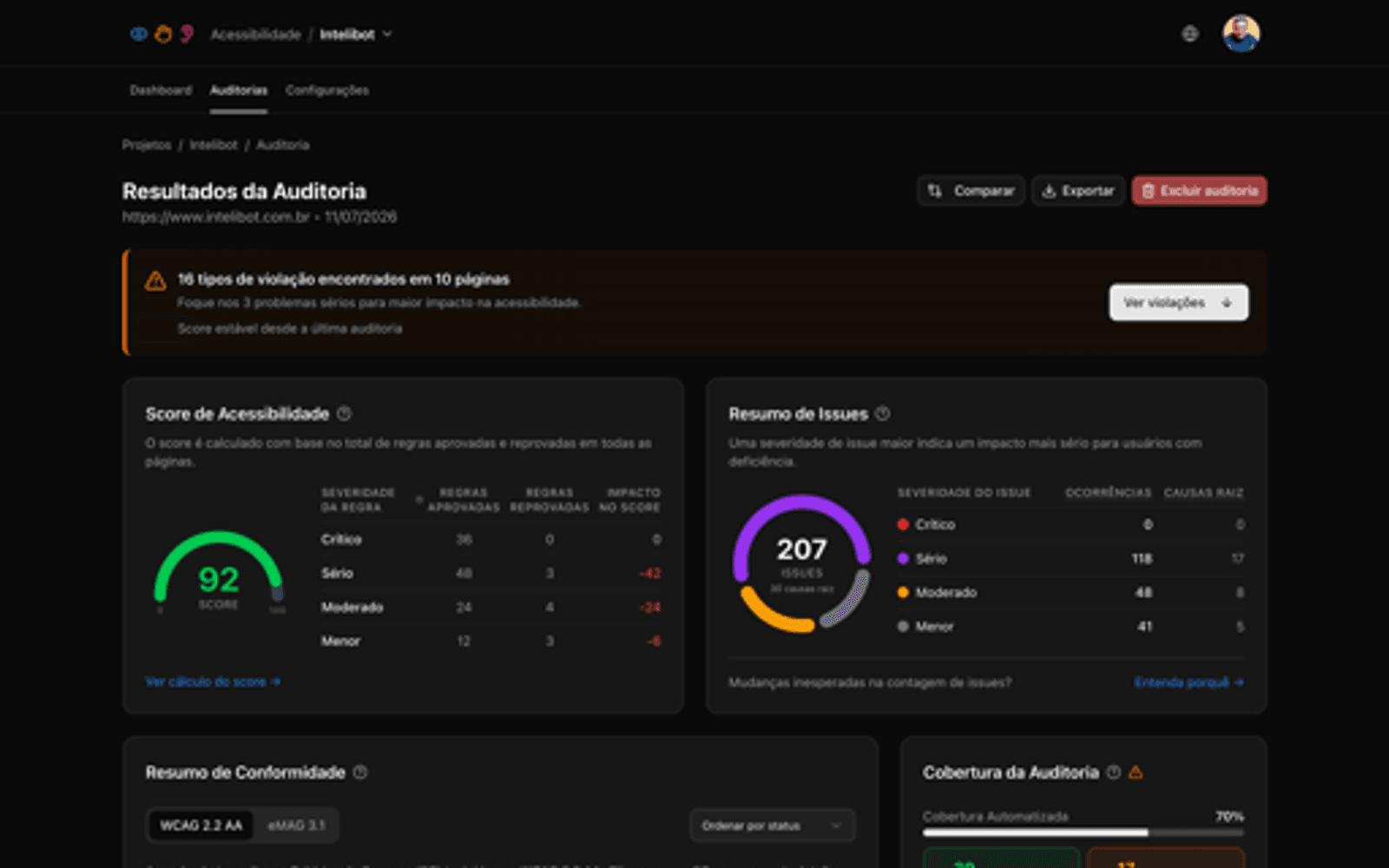 Screenshot de Auditoria de acessibilidade web