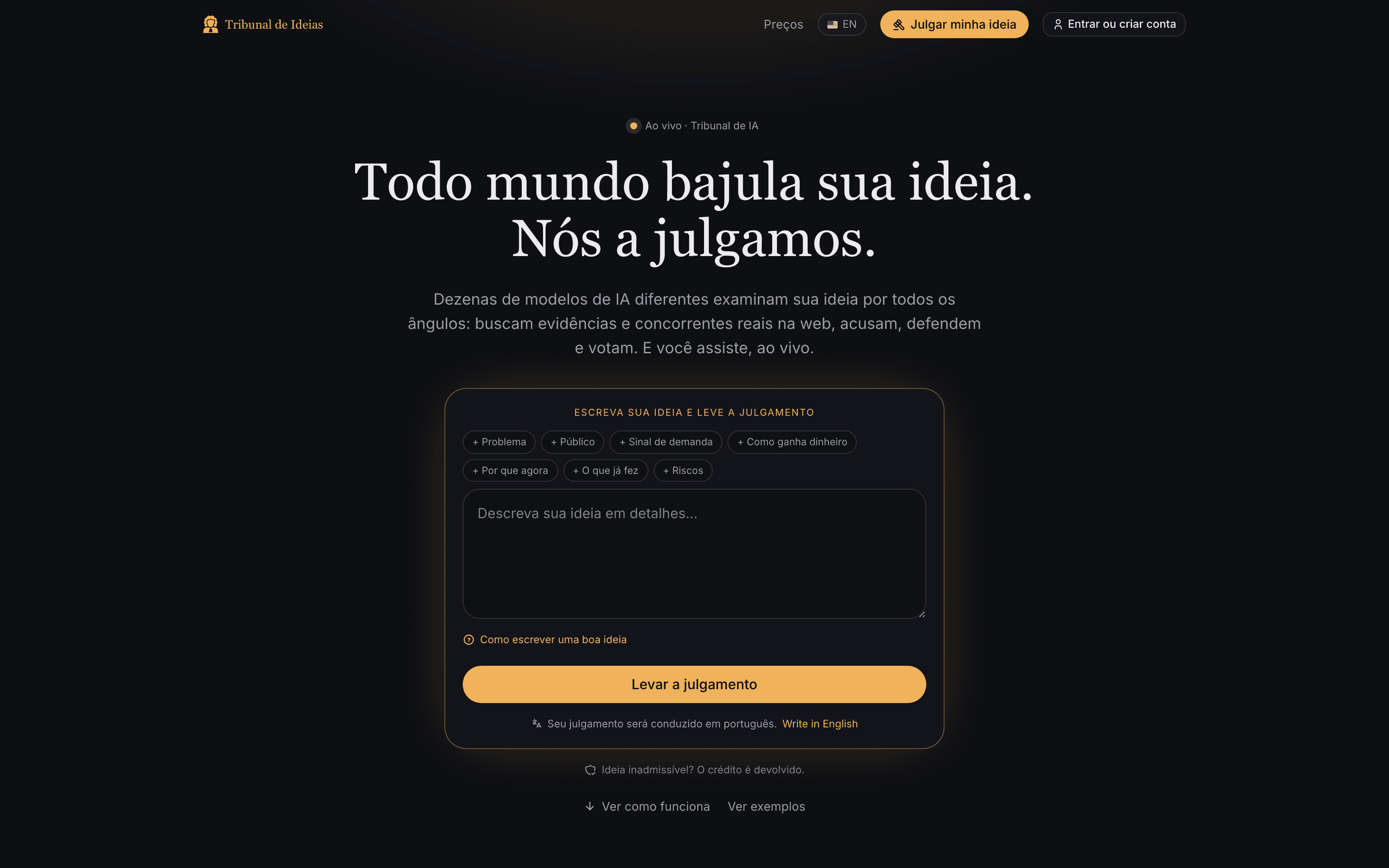 Screenshot de Tribunal de Ideias